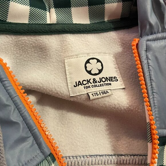 Jack & Jones Men's Green Checkered Full Zip Jacket - Size 175/96a or US Medium - Picture 5 of 5